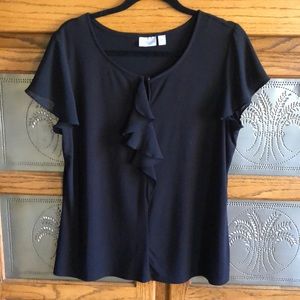 Dressy ruffle front black top